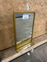 Medium Modern Rectangular Gold Framed Mirror with Shelf (15 in. W x 24 in. H)