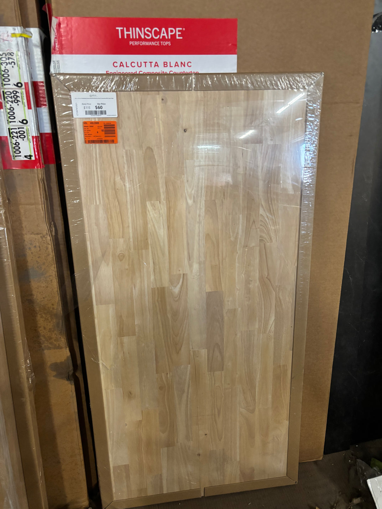 4 ft. L x 25 in. D Unfinished Hevea Solid Wood Butcher Block Countertop With Square Edge