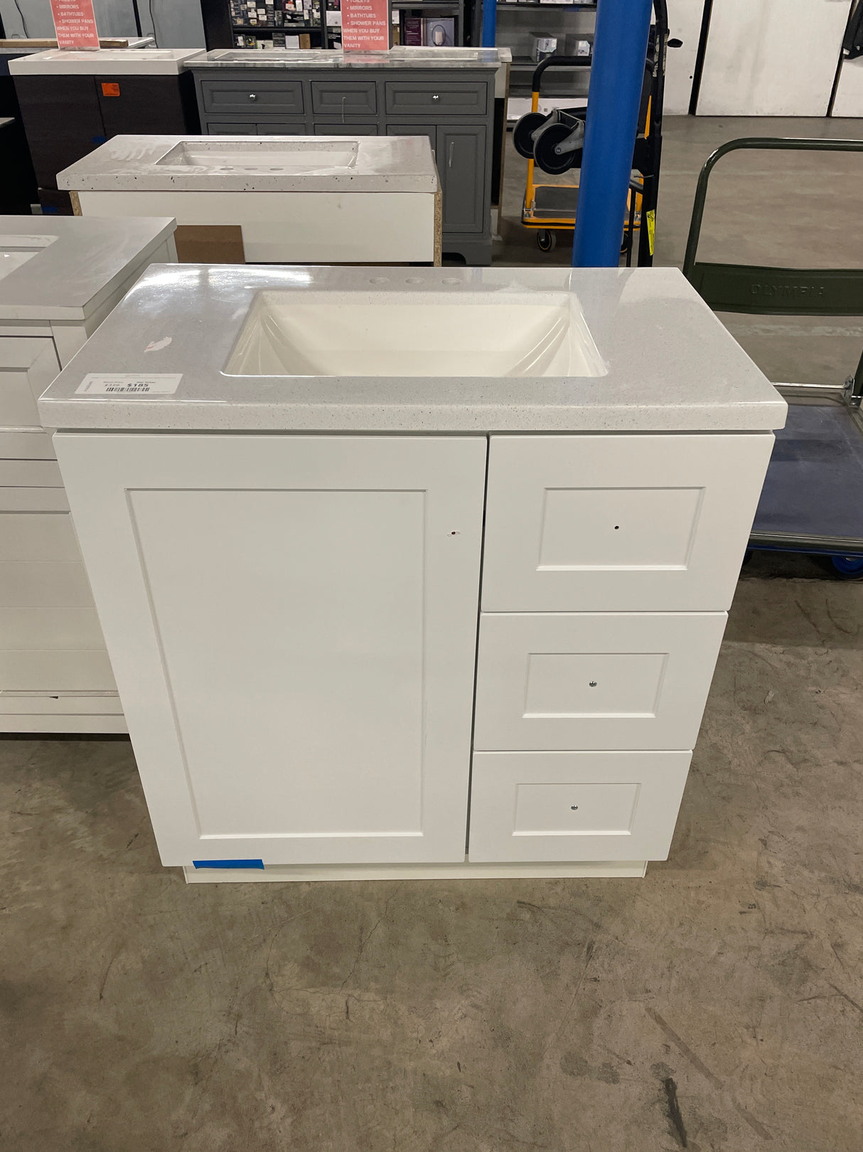 Bannister 31 in. W x 19 in. D x 35 in. H Single Sink Freestanding Bath Vanity in White with White Cultured Marble Top