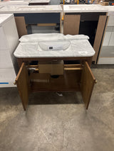 Collette 36 in. Single Sink Cinnamon Oak Bath Vanity with Carrara White Marble Top (Assembled)