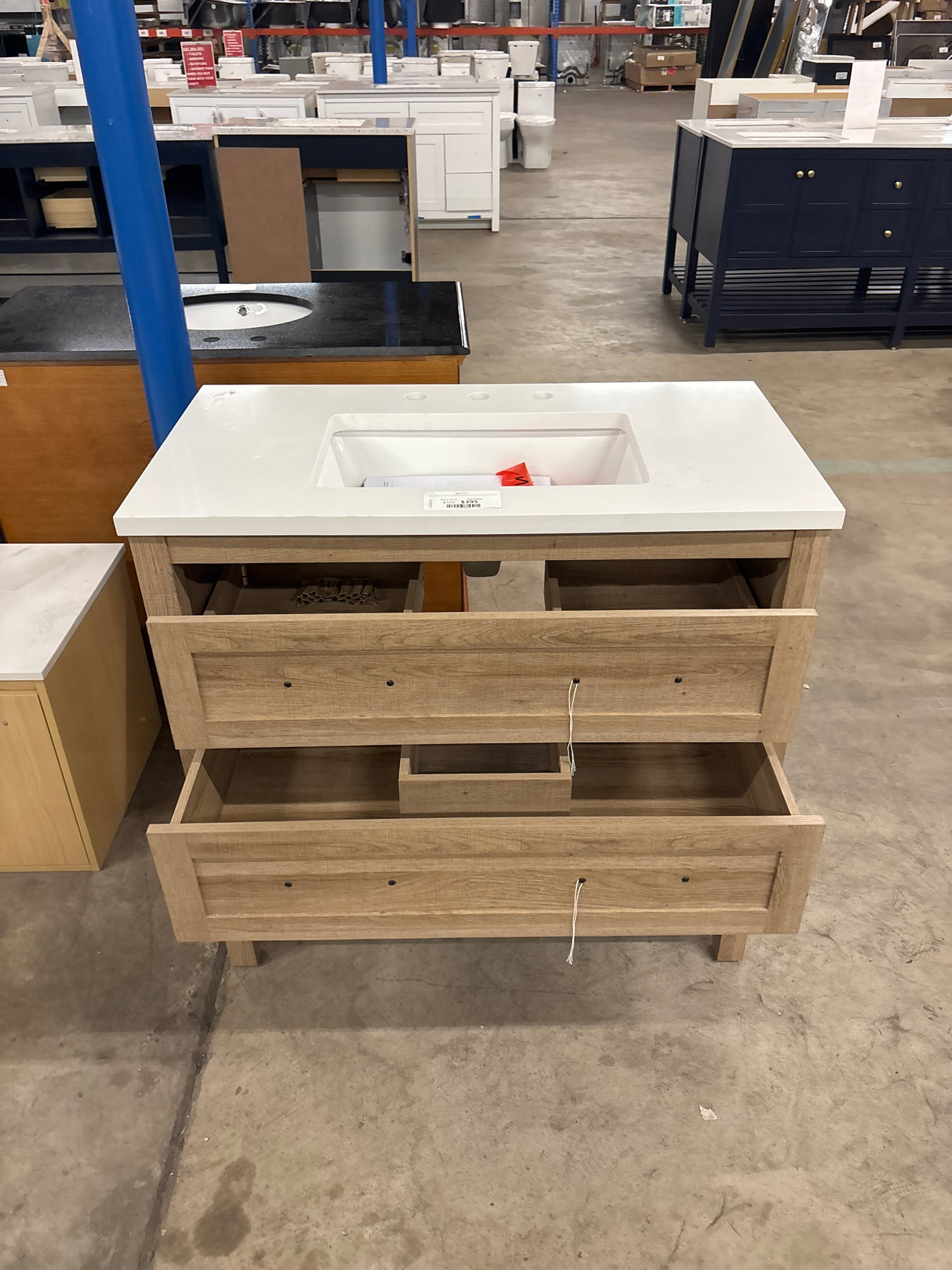 Autumn 36 in. W x 19 in. D x 34.5 in. H Single Sink Bath Vanity in Weathered Tan with White Engineered Stone Top