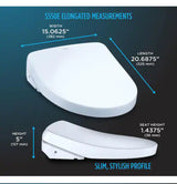 S550e Washlet Electric Heated Bidet Toilet Seat for Elongated Toilet with Contemporary Lid in Cotton White