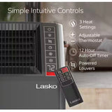 1500-Watt 20 in. Black Electric Console Ceramic Space Heater with Tip-Over Switch, Adjustable Louvers, Timer, Remote