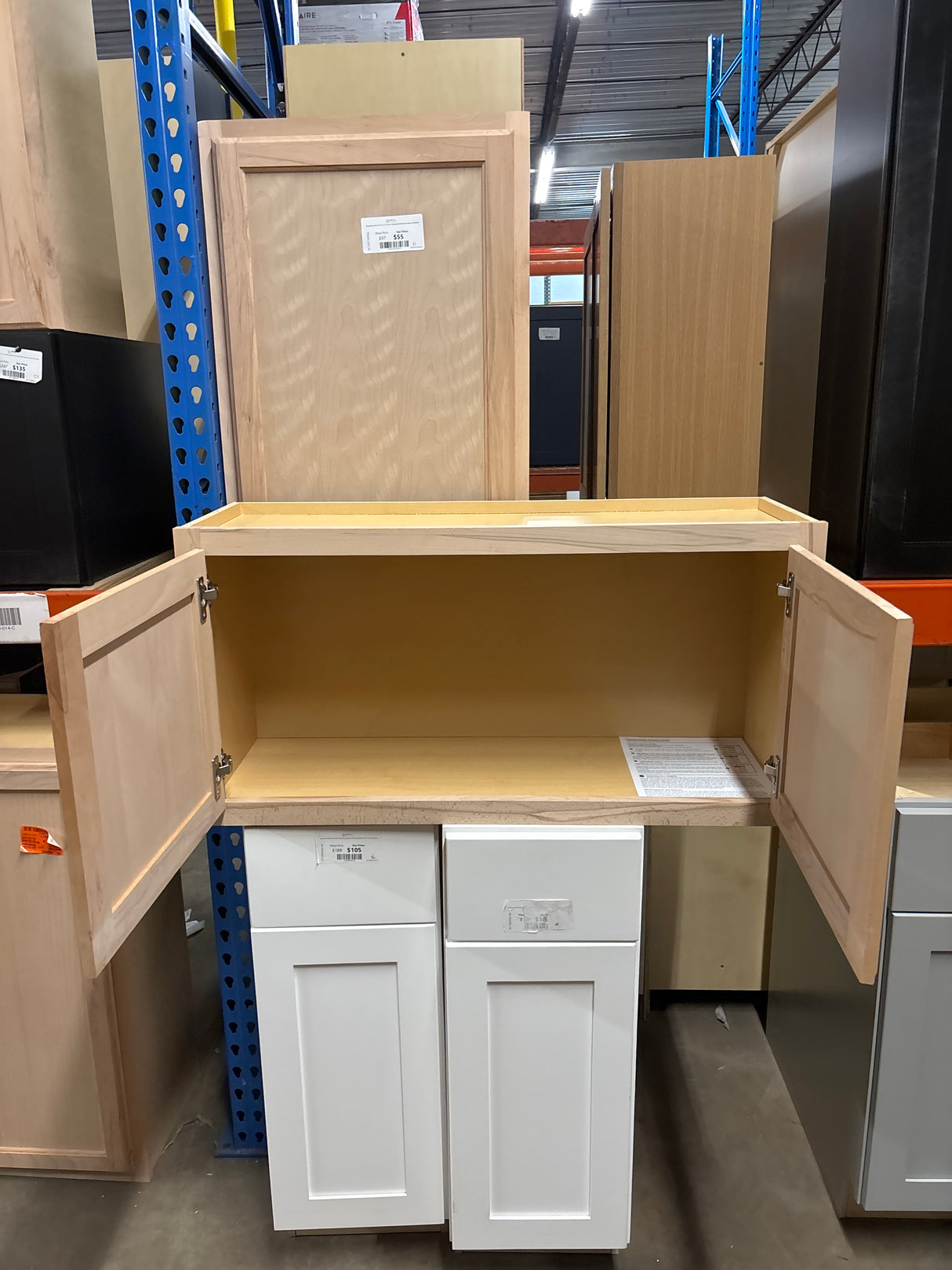 36 in. W x 12 in. D x 18 in. H Assembled Wall Bridge Kitchen Cabinet in Unfinished with Recessed Panel