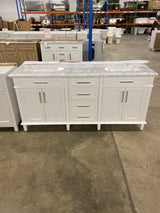 Sonoma 72 in. W x 22.1 in. D x 34.3 in. H Freestanding Bath Vanity in White with Carrara Marble Marble Top