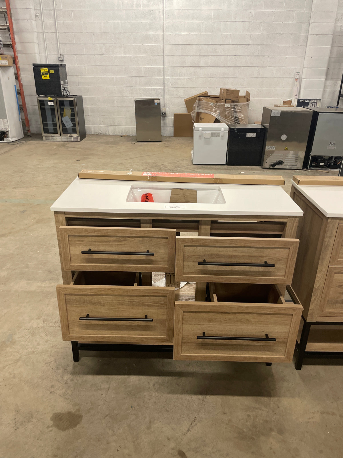 Corley 42 in. W x 19 in. D x 34.50 in. H Bath Vanity in Natural Oak with White Cultured Marble Top