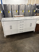 Aberdeen 72 in. W x 22 in. D x 34.5 in. H Bath Vanity in White with Epoxied White Carrara Marble Top