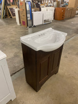 Chelsea 26 in. W x 18 in. D x 36 in. H Single Sink Floating Bath Vanity in Cognac with White Porcelain Top