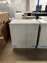 Bannister 31 in. W x 19 in. D x 35 in. H Single Sink Bath Vanity in Pearl Gray with White Cultured Marble Top