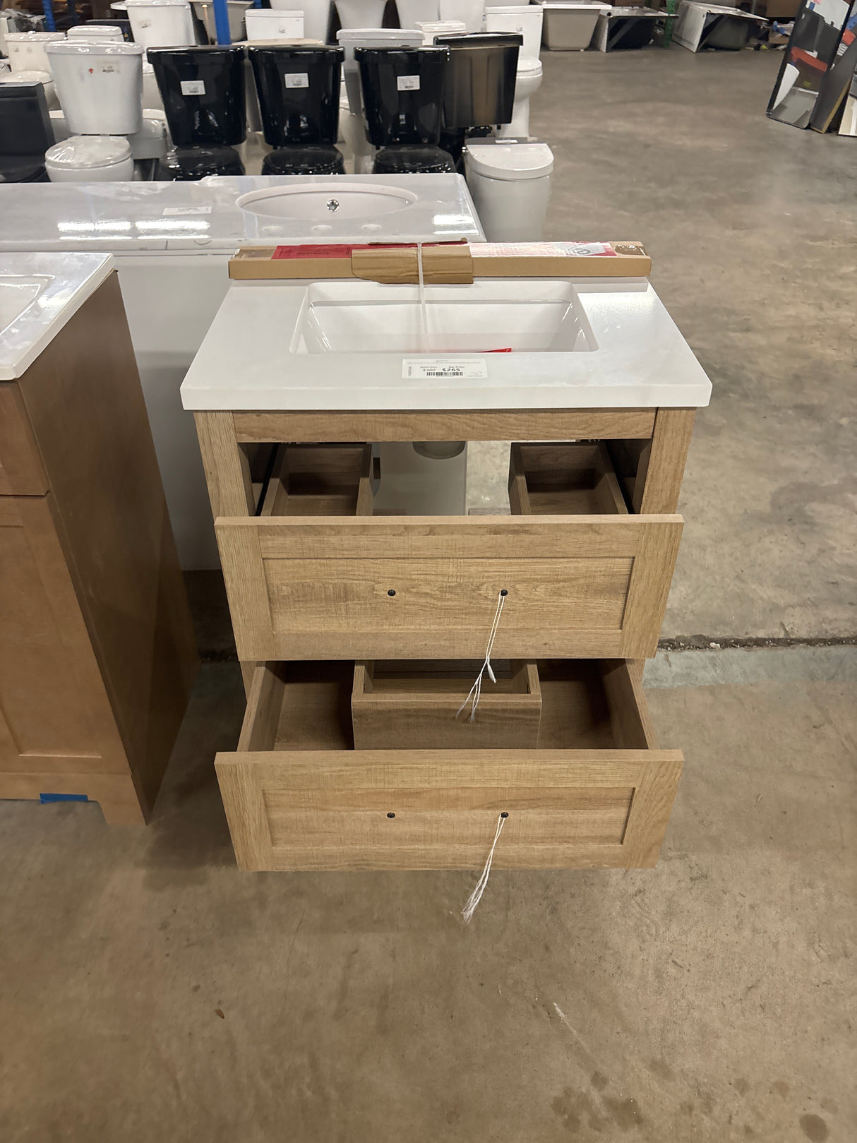 Autumn 24 in. W x 19 in. D x 34 in. H Single Sink Bath Vanity in Weathered Tan with White Engineered Stone Top