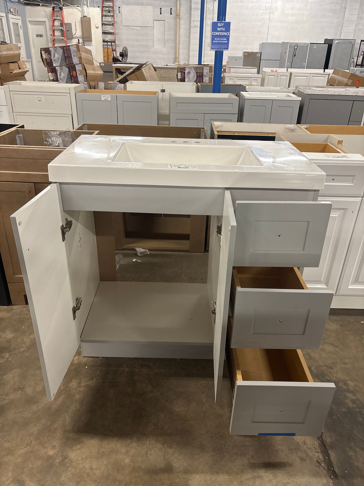 Bannister 37 in. W x 19 in. D x 35 in. H Single Sink Bath Vanity in Pearl Gray with White Cultured Marble Top