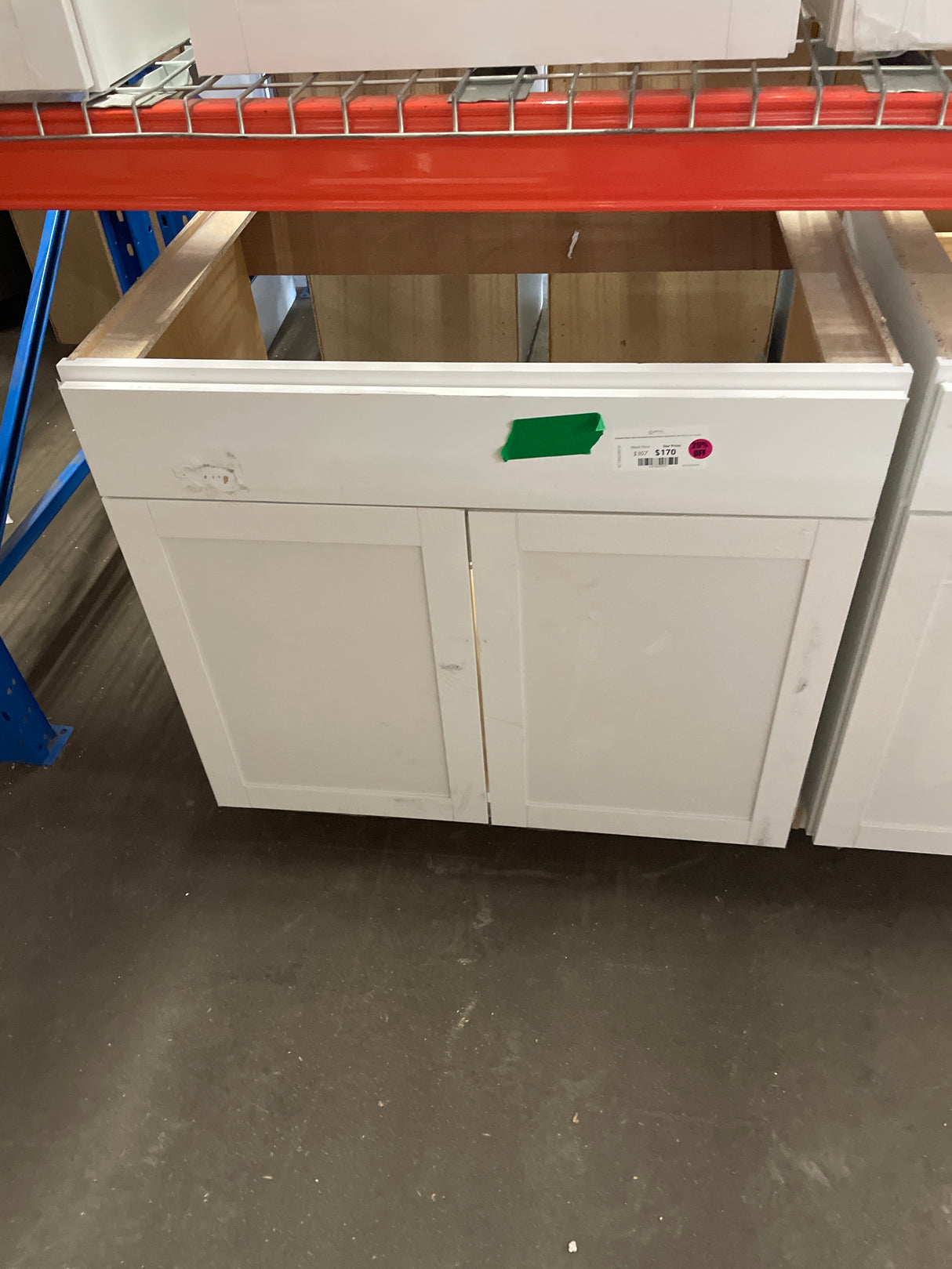 Westfield Feather White Assembled Sink Base Kitchen Cabinet (36 in. W x 23.75 in. D x 35 in. H)