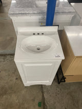 19 in. W x 18 in. D x 34 in. H Single Sink Freestanding Bath Vanity in White with White Cultured Marble Top