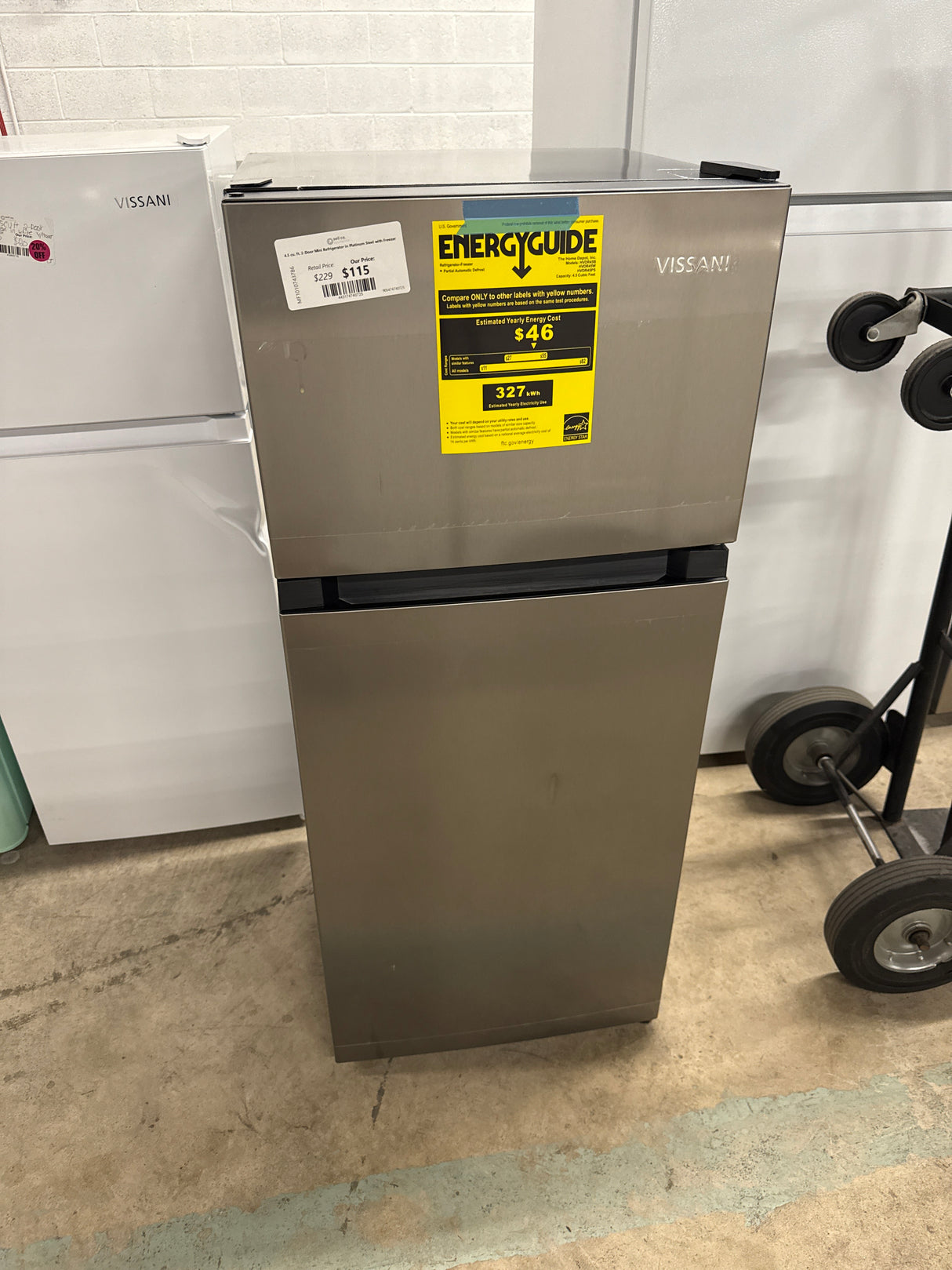 4.5 cu. ft. 2-Door Mini Refrigerator in Platinum Steel with Freezer