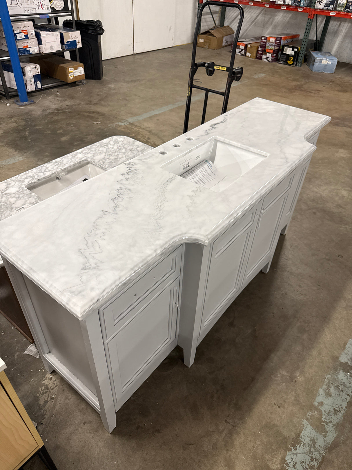 Sassy 72 in. W x 22 in. D x 34 in. H Single Sink Bath Vanity in Dove Gray with Epoxied Carrara Marble Top