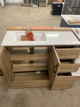 Tobana 42 in. W x 19 in. D x 34.5 in. H Bath Vanity in Weathered Tan with White Cultured Marble Top