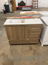 Tobana 42 in. W x 19 in. D x 34.5 in. H Bath Vanity in Weathered Tan with White Cultured Marble Top