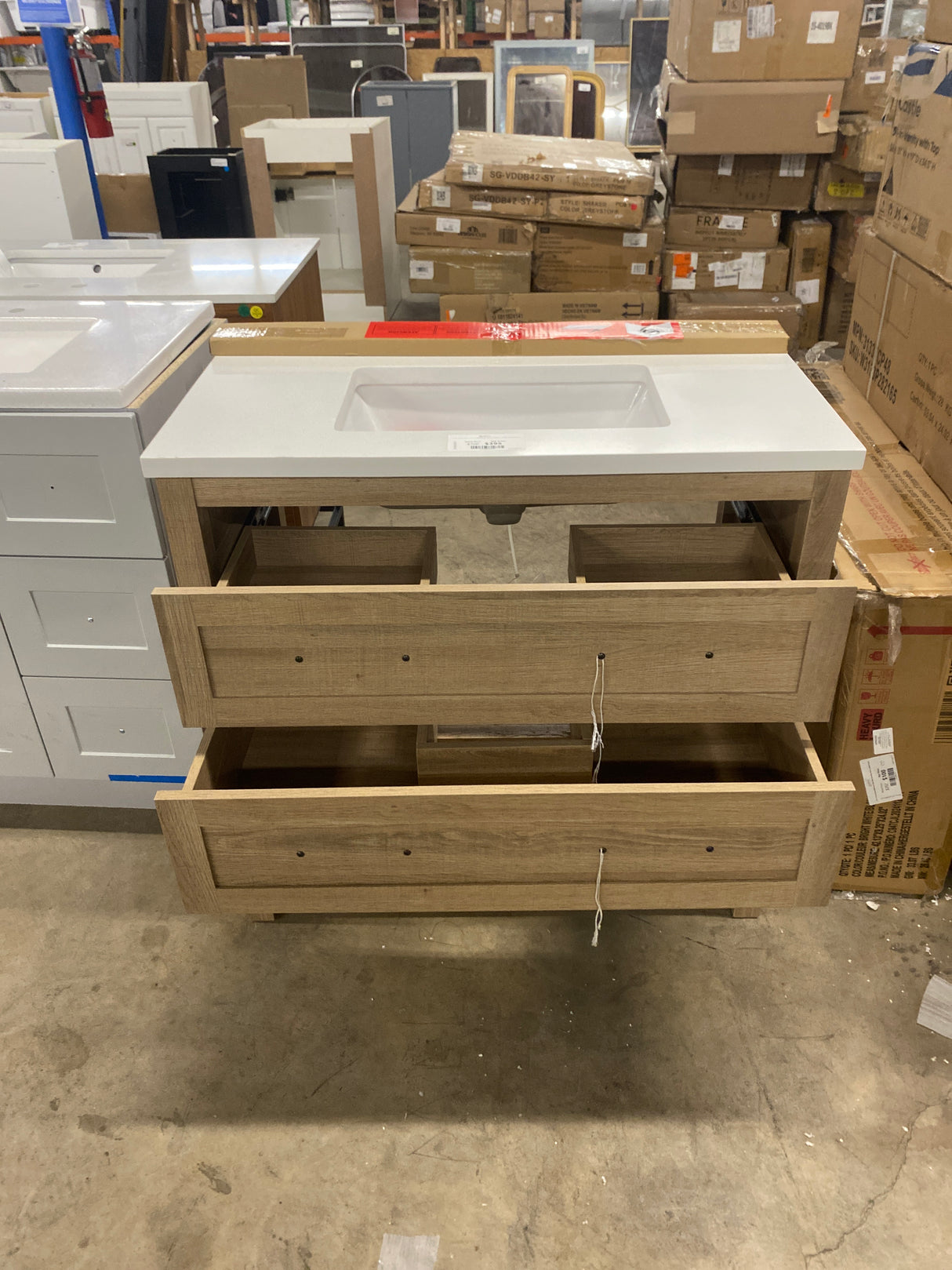 Autumn 36 in. W x 19 in. D x 34.5 in. H Single Sink Bath Vanity in Weathered Tan with White Engineered Stone Top