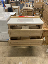 Autumn 36 in. W x 19 in. D x 34.5 in. H Single Sink Bath Vanity in Weathered Tan with White Engineered Stone Top