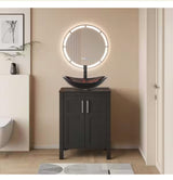 Multi-colored Glass Oval Vessel Sink in Yellow with Black Faucet Pop Up Drain Set
