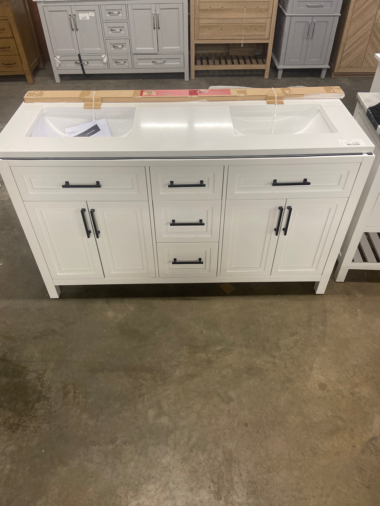 Mayfield 60 in. W x 22 in. D Vanity in White with Cultured Marble Vanity Top in White with White Basins