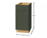 Avondale 15 in. W x 24 in. D x 34.5 in. H Ready to Assemble Plywood Shaker Base Kitchen Cabinet in Fern Green