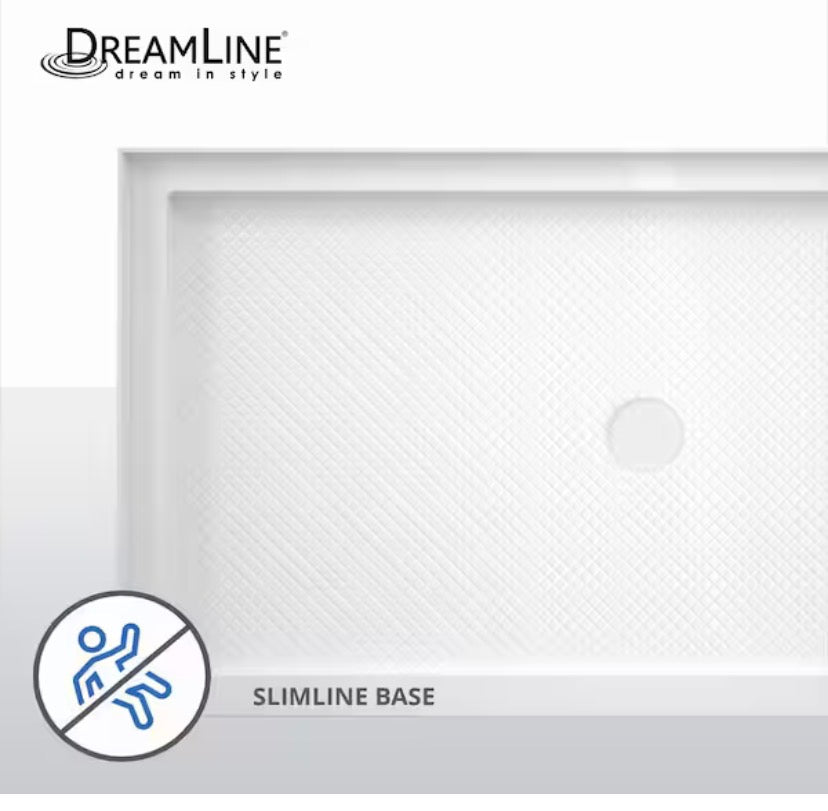 SlimLine 60 in. x 36 in. Single Threshold Shower Pan Base in White with Right Hand Drain