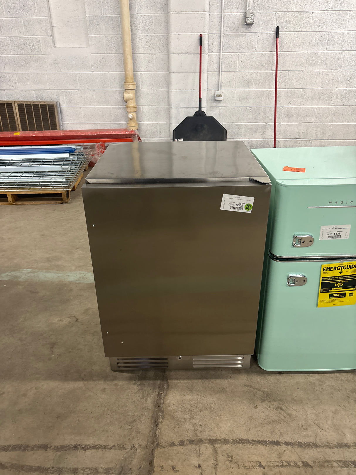 4.9cu. ft. 24 in. 190 Can Built-In/Freestanding Outdoor Cooler Fridge with 4 wheels, Weatherproof, Stainless Steel