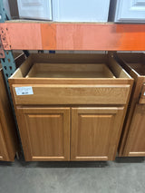 Hampton Medium Oak Raised Panel Stock Assembled Base Kitchen Cabinet with Drawer Glides (30 in. x 34.5 in. x 24 in.)