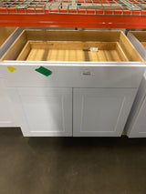 Shaker 36 in. W x 24 in. D x 34.5 in. H Assembled Base Cabinet in Satin White