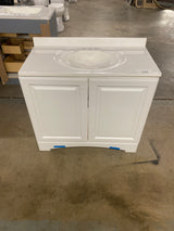 Glacier Bay 37 in. W x 19 in. D x 35 in. H Single Sink Freestanding Bath Vanity in White with White Cultured Marble Top