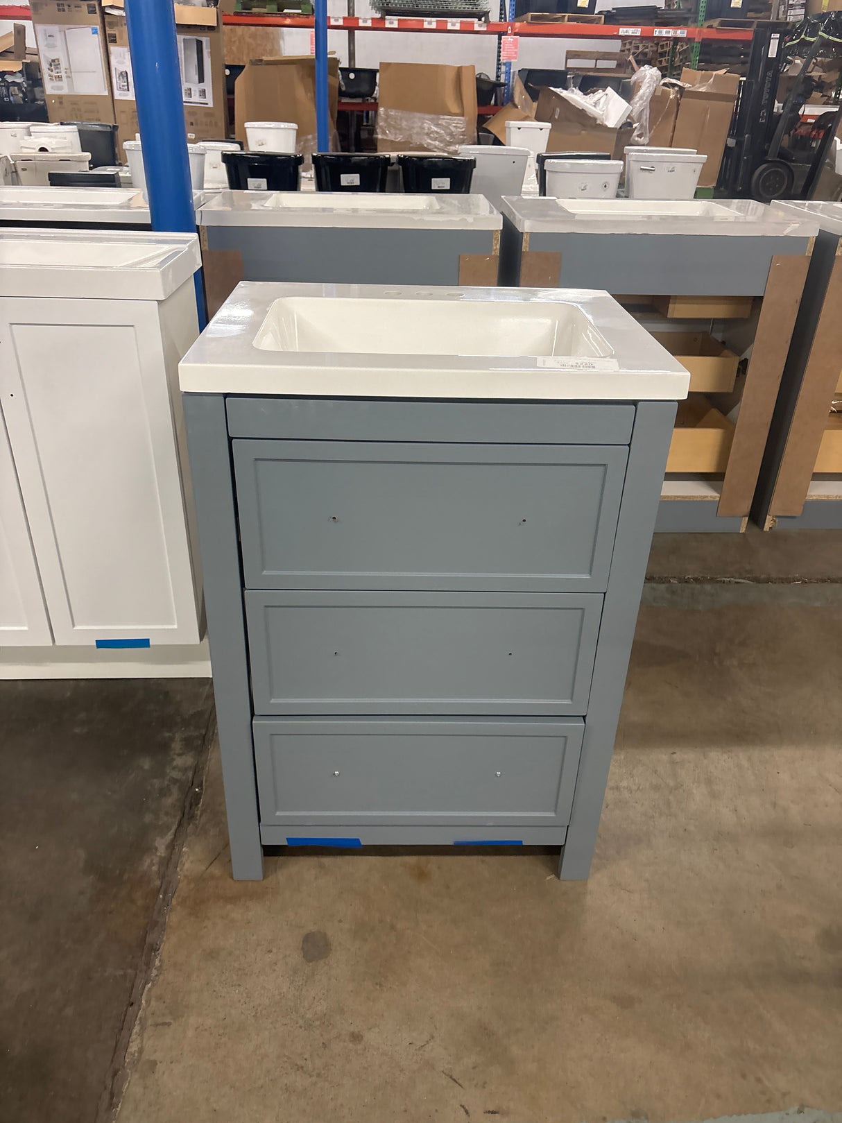 Hailey 25 in. Single Sink Laguna Blue Bath Vanity with White Cultured Marble Top (Assembled)