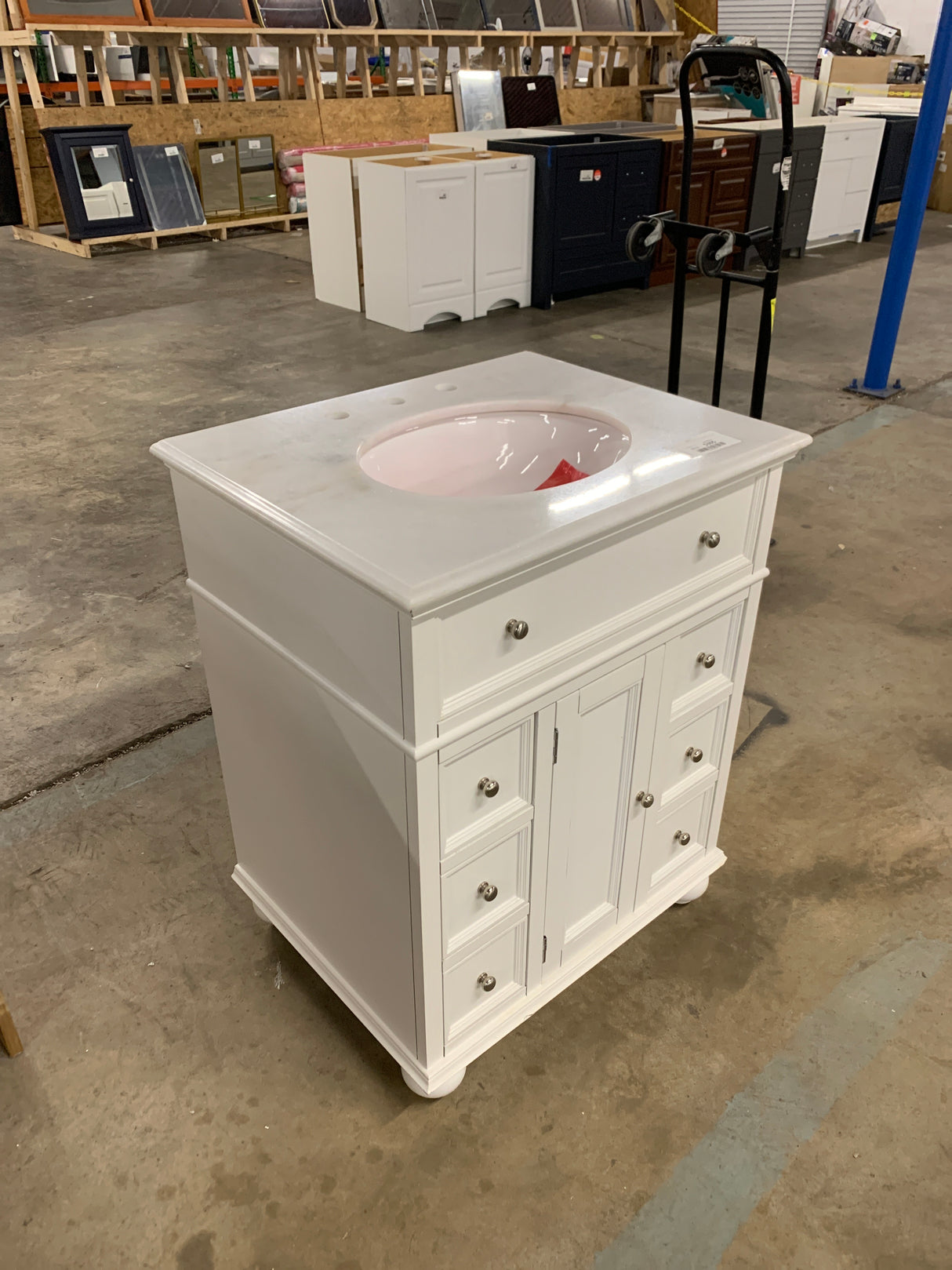 Hampton Harbor 28 in. W x 22 in. D Bath Vanity in White with Natural Marble Vanity Top in White