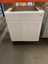 Westfield Feather White Shaker Stock Sink Base Kitchen Cabinet (30 in. W x 23.75 in. D x 35 in. H)