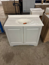 37 in. Single Sink Pearl Gray Bath Vanity with White Cultured Marble Top (Assembled)