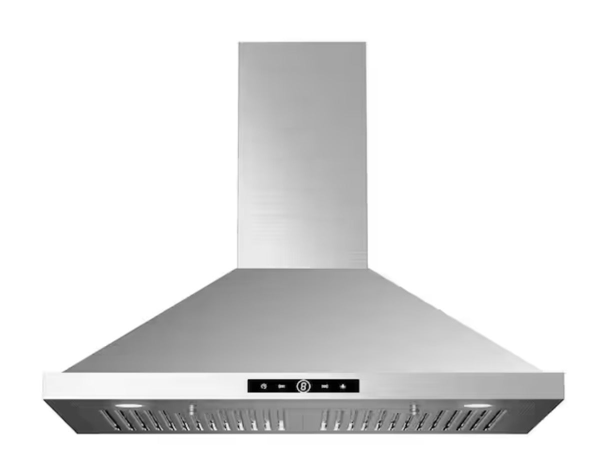 30 in. 500 CFM Ductless Convertible Wall Mount Range Hood in Stainless Steel with LED Lights, Filter and Touch Control