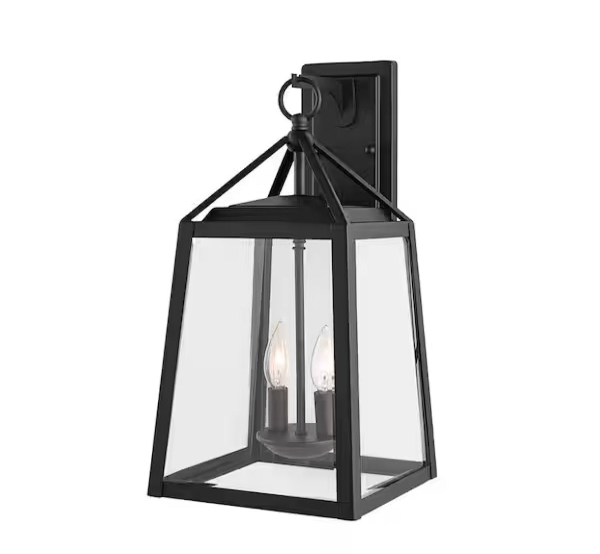 Blakeley 19.25 in. Transitional 2-Light Black Outdoor Wall Light Fixture Sconce with Clear Beveled Glass