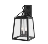 Blakeley 19.25 in. Transitional 2-Light Black Outdoor Wall Light Fixture Sconce with Clear Beveled Glass