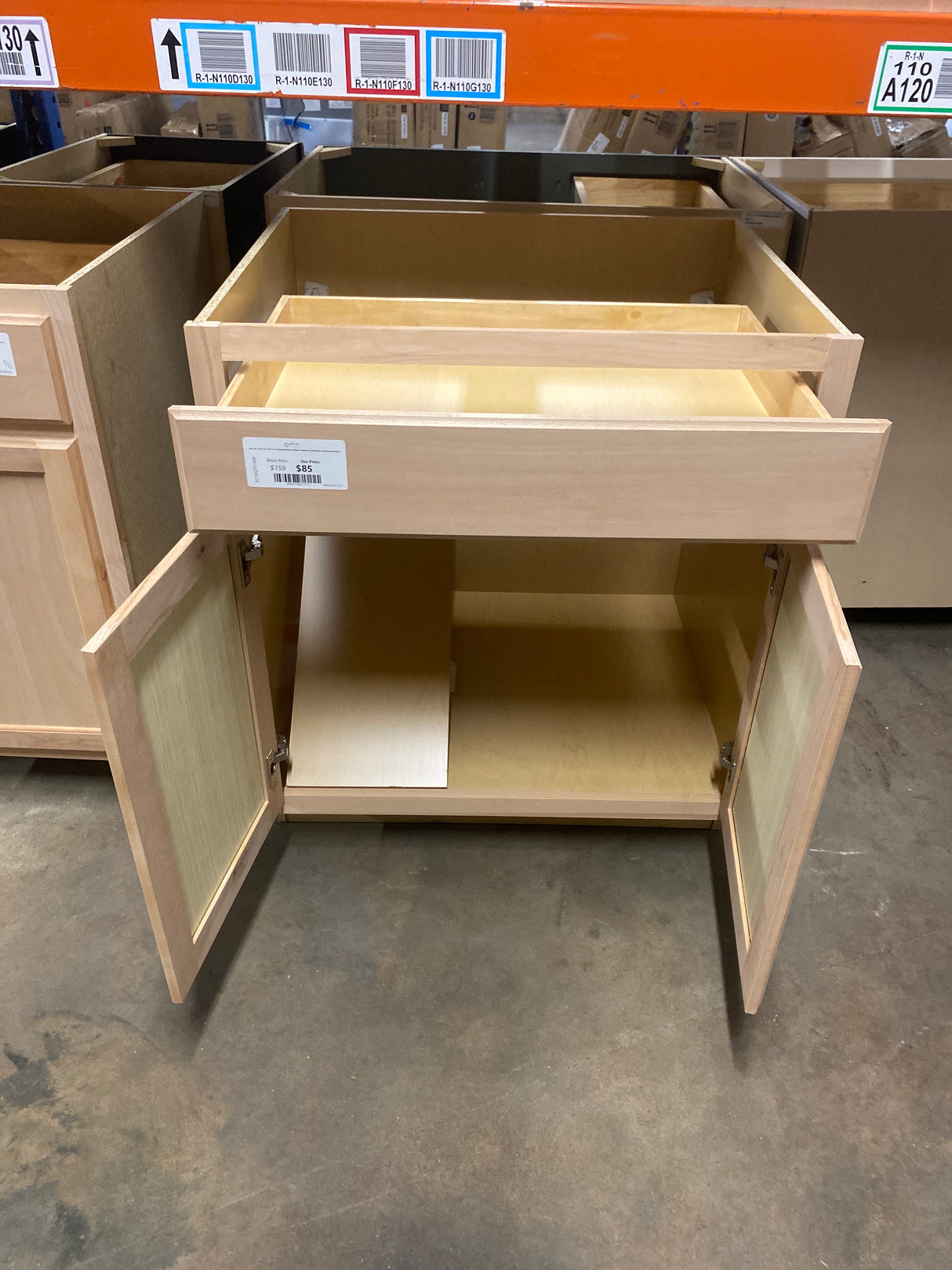 30 in. W x 24 in. D x 34.5 in. H Assembled Base Kitchen Cabinet in Unfinished with Recessed Panel