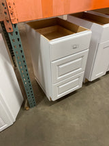 Hampton 18 in. W x 24 in. D x 34.5 in. H Assembled 3-Drawer Base Cabinet in Satin White