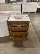 Danby 30 in. Single Sink Freestanding Bathroom Vanity in Caramel Oak with White Engineered Marble Top (Assembled)