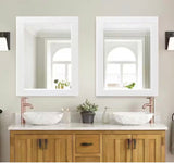 24 in. W x 32 in. H Simple Rectangular White Wood Frame Bathroom Mirror Vanity Mirror Wall Mirror/Floor Mirror