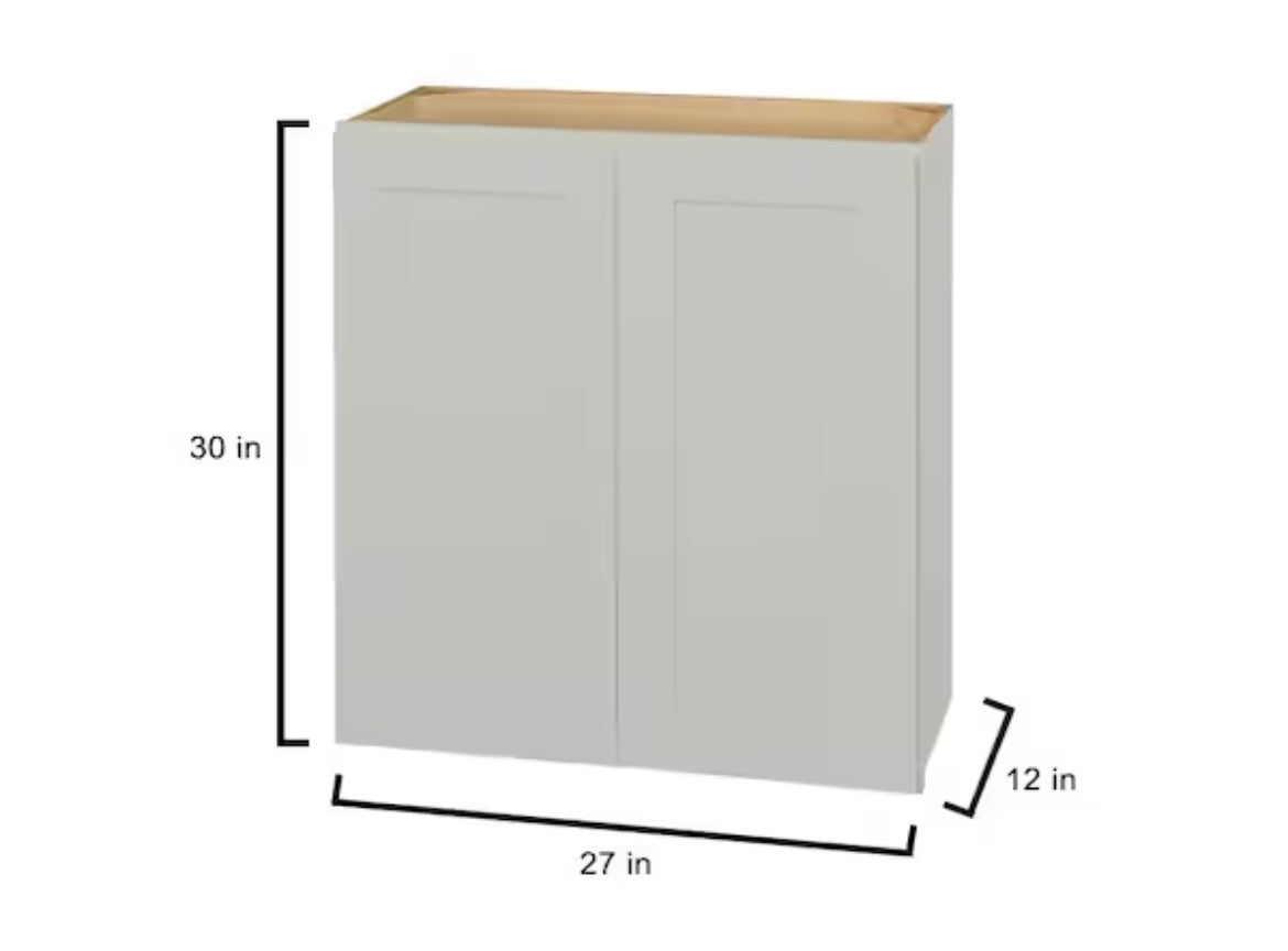 Avondale 27 in. W x 12 in. D x 30 in. H Ready to Assemble Plywood Shaker Wall Kitchen Cabinet in Dove Gray