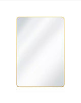 26 in. W x 38 in. H Rectangular Aluminum Alloy Framed Rounded Gold Wall Mirror