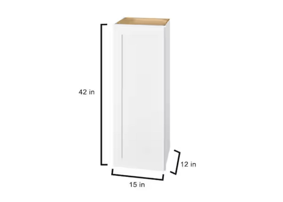 Avondale Shaker Alpine White Ready to Assemble Plywood 15 in Wall Kitchen Cabinet (15 in W x 42 in H x 12 in D)