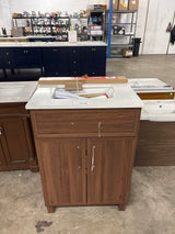 Bilston 24 in. Single Sink Freestanding Spiced Walnut Bath Vanity with White Engineered Stone Top