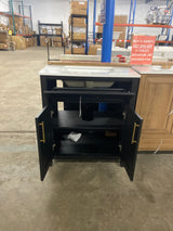 Beaufort 30 in. Single Sink Black Bath Vanity with White Engineered Stone Top (Assembled)
