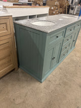 Hamilton Shutter 61 in. W x 22 in. D Double Bath Vanity in Sea Glass with Granite Vanity Top in Gray with White Sink