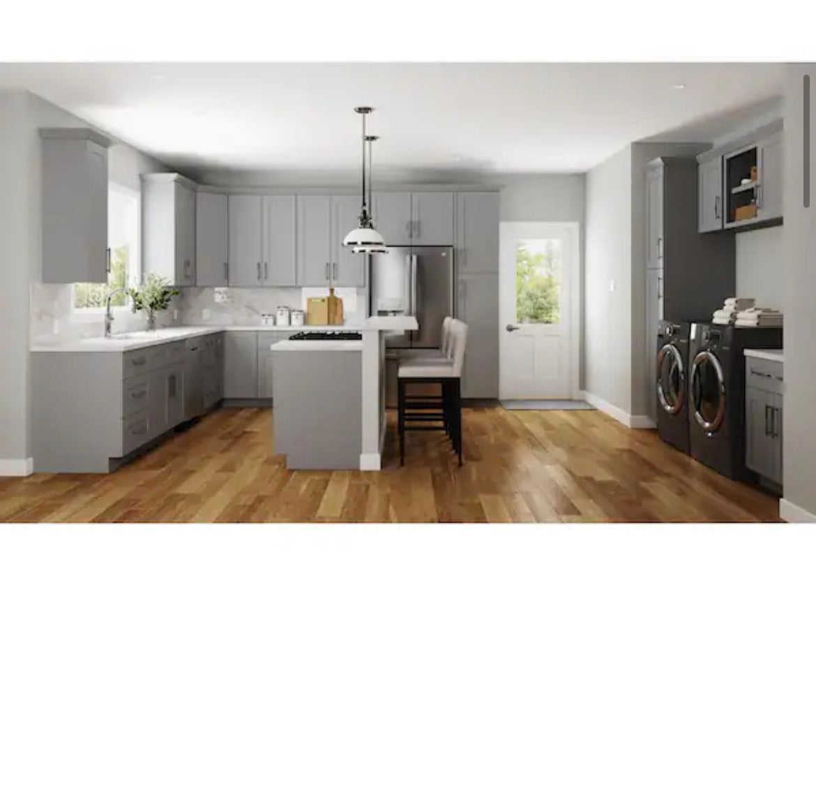 Richmond Vesuvius Gray Plywood Shaker Ready to Assemble Base Kitchen Cabinet Soft Close 36 in W x 24 in D x 34.5 in H
