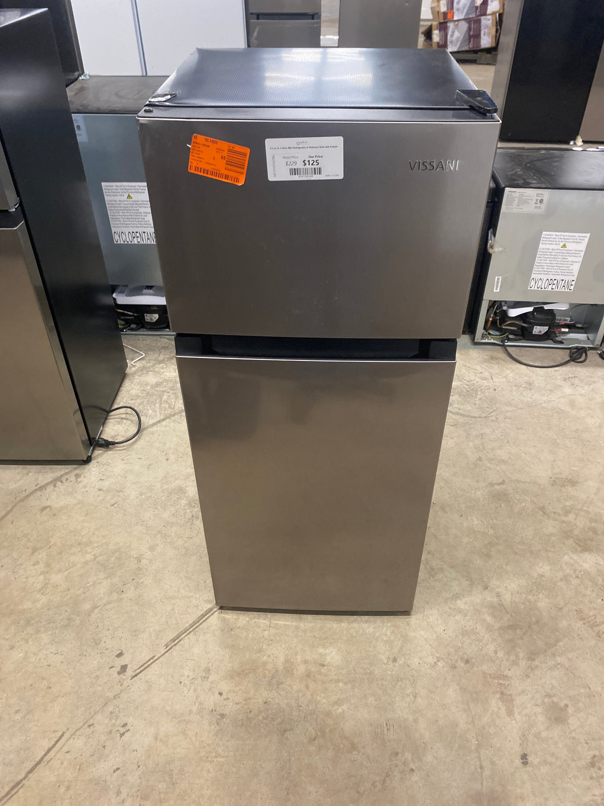 4.5 cu. ft. 2-Door Mini Refrigerator in Platinum Steel with Freezer